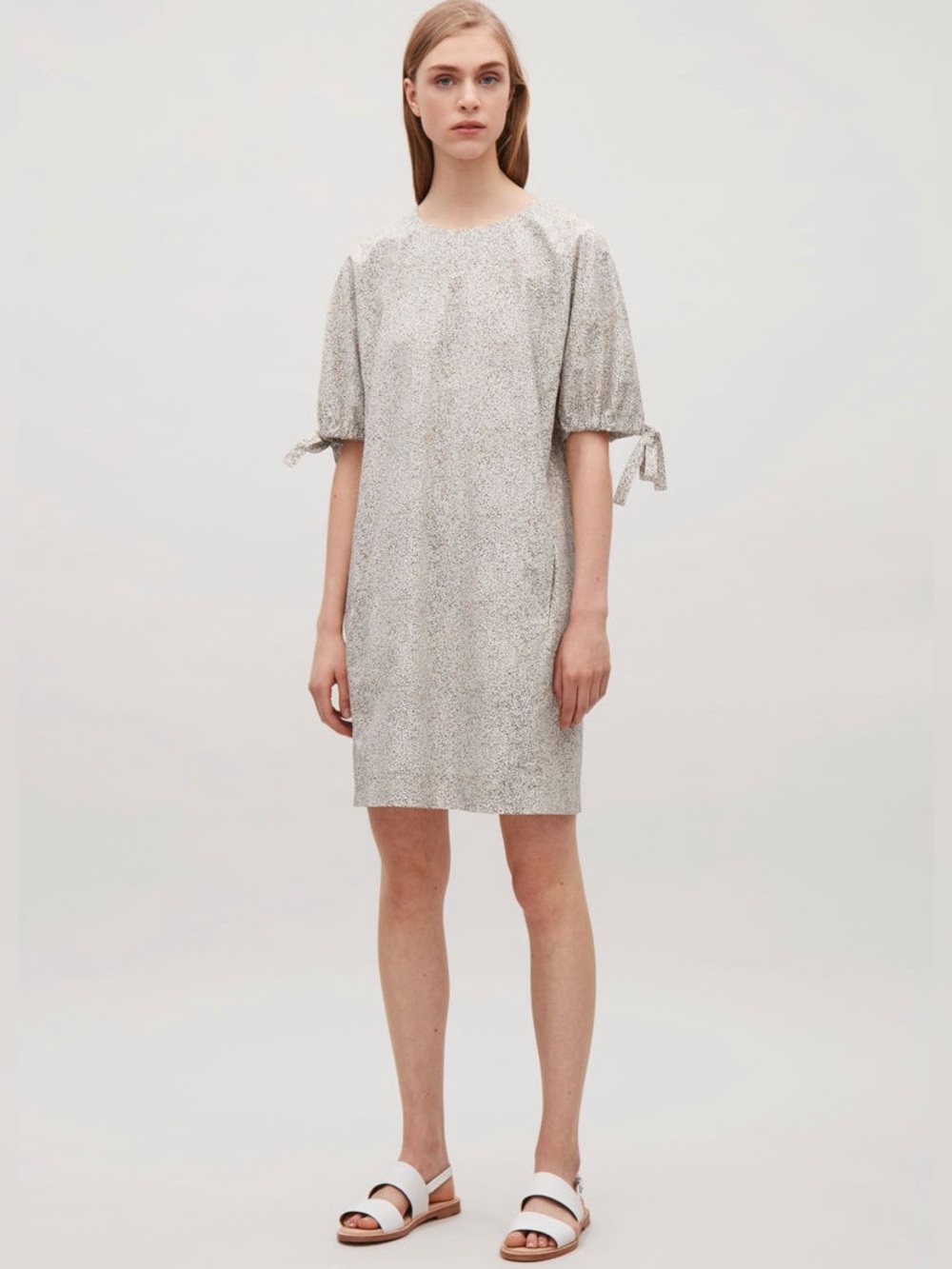 COS Cotton Tie Sleeve Mini Dress